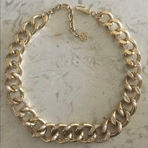 LOFT Necklace Gold Chunky Chain Link With Crystals